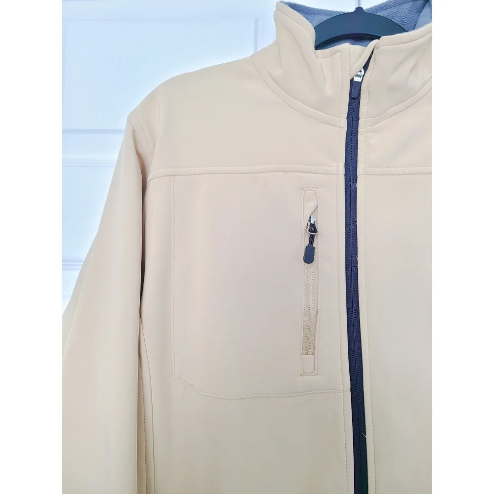 NHL Anaheim Ducks Hockey Fleece Lined Zip-up Tan Athletic Embroider Logo Jacket